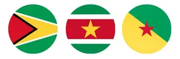 Guyana Suriname French Guiana flags