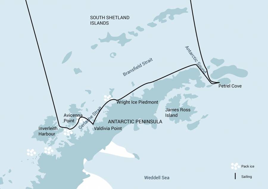 Antarctic Explorer's Voyage Map Antarctic Explorer's Voyage Map