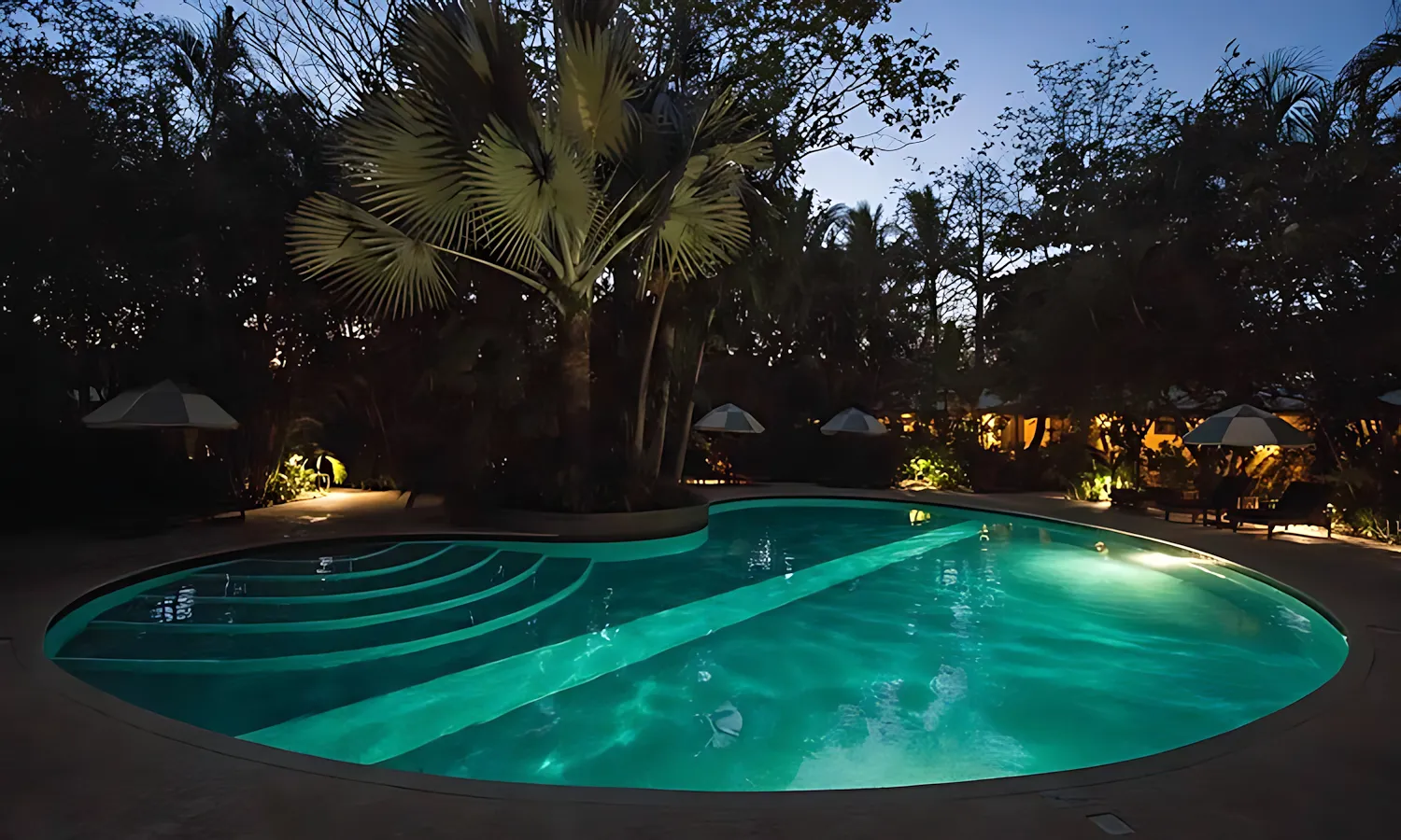 evening at the pool